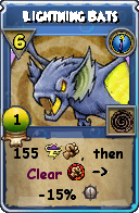 Wizard101 Cantrips spell card: Lightning Bats, Spell ID 164