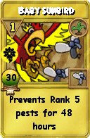 Wizard101 Gardening spell card: Baby Sunbird, Spell ID 273