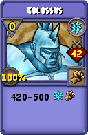 Wizard101 Ice spell card: Colossus, Spell ID 261