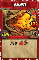 Wizard101 Fire spell card: Ammut, Spell ID 877