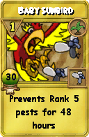 Wizard101 Gardening spell card: Baby Sunbird, Spell ID 882
