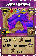 Wizard101 Storm spell card: Arch Test BIM, Spell ID 992