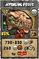 Wizard101 Death spell card: Avenging Fossil, Spell ID 58