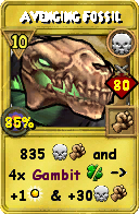 Wizard101 Death spell card: Avenging Fossil, Spell ID 480