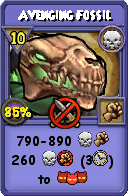 Wizard101 Death spell card: Avenging Fossil, Spell ID 61
