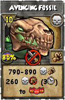 Wizard101 Death spell card: Avenging Fossil, Spell ID 61