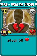 Wizard101 Death spell card: Steal - Health Single 0.1, Spell ID 352