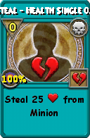 Wizard101 Death spell card: Steal - Health Single 0.2, Spell ID 350