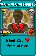 Wizard101 Death spell card: Steal - Health Single 3.1, Spell ID 353