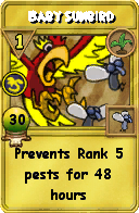 Wizard101 Gardening spell card: Baby Sunbird, Spell ID 98