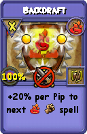 Wizard101 Fire spell card: Backdraft, Spell ID 879