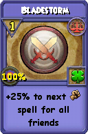 Wizard101 Balance spell card: Bladestorm, Spell ID 553