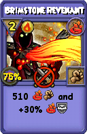 Wizard101 Fire spell card: Brimstone Revenant, Spell ID 799