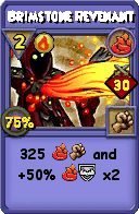 Wizard101 Fire spell card: Brimstone Revenant, Spell ID 801
