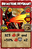 Wizard101 Fire spell card: Brimstone Revenant, Spell ID 801