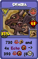Wizard101 Balance spell card: Chimera, Spell ID 488