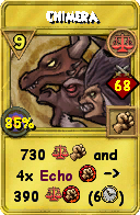 Wizard101 Balance spell card: Chimera, Spell ID 494