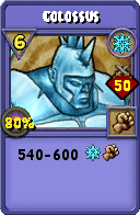 Wizard101 Ice spell card: Colossus, Spell ID 400