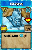 Wizard101 Ice spell card: Colossus, Spell ID 400