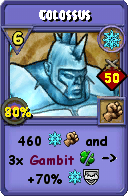 Wizard101 Ice spell card: Colossus, Spell ID 384