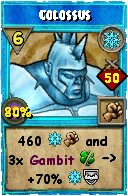 Wizard101 Ice spell card: Colossus, Spell ID 384