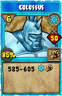 Wizard101 Ice spell card: Colossus, Spell ID 402