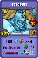 Wizard101 Ice spell card: Colossus, Spell ID 367