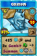 Wizard101 Ice spell card: Colossus, Spell ID 367