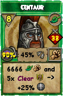 Wizard101 Life spell card: Centaur, Spell ID 884