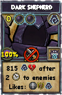 Wizard101 Shadow spell card: Dark Shepherd, Spell ID 390
