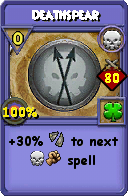 Wizard101 Death spell card: Deathspear, Spell ID 453