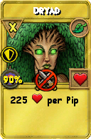 Wizard101 Life spell card: Dryad, Spell ID 680