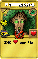 Wizard101 Life spell card: Flowering Dryad, Spell ID 663