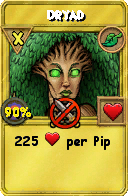 Wizard101 Life spell card: Dryad, Spell ID 596