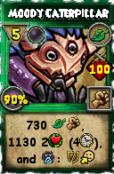 Wizard101 Life spell card: Moody Caterpillar, Spell ID 684