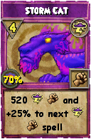 Wizard101 Storm spell card: Storm Cat, Spell ID 172