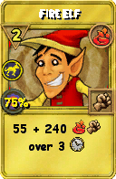 Wizard101 Fire spell card: Fire Elf, Spell ID 843