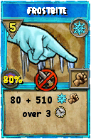 Wizard101 Ice spell card: Frostbite, Spell ID 839
