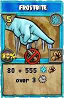 Wizard101 Ice spell card: Frostbite, Spell ID 836