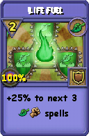 Wizard101 Life spell card: Life Fuel, Spell ID 407