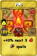 Wizard101 Fire spell card: Fuel, Spell ID 234