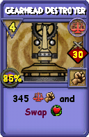 Wizard101 Balance spell card: Gearhead Destroyer, Spell ID 465