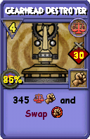 Wizard101 Balance spell card: Gearhead Destroyer, Spell ID 466