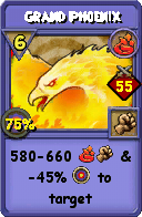 Wizard101 Fire spell card: Grand Phoenix, Spell ID 511