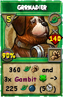 Wizard101 Life spell card: Grrnadier, Spell ID 561