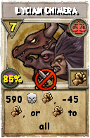Wizard101 Balance spell card: Lycian Chimera, Spell ID 419