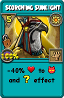 Wizard101 Sun spell card: Scorching Sunlight, Spell ID 451