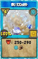 Wizard101 Ice spell card: Blizzard, Spell ID 213
