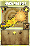 Wizard101 Star spell card: Minor Fire Bolt, Spell ID 236