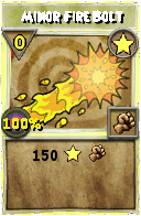 Wizard101 Star spell card: Minor Fire Bolt, Spell ID 238